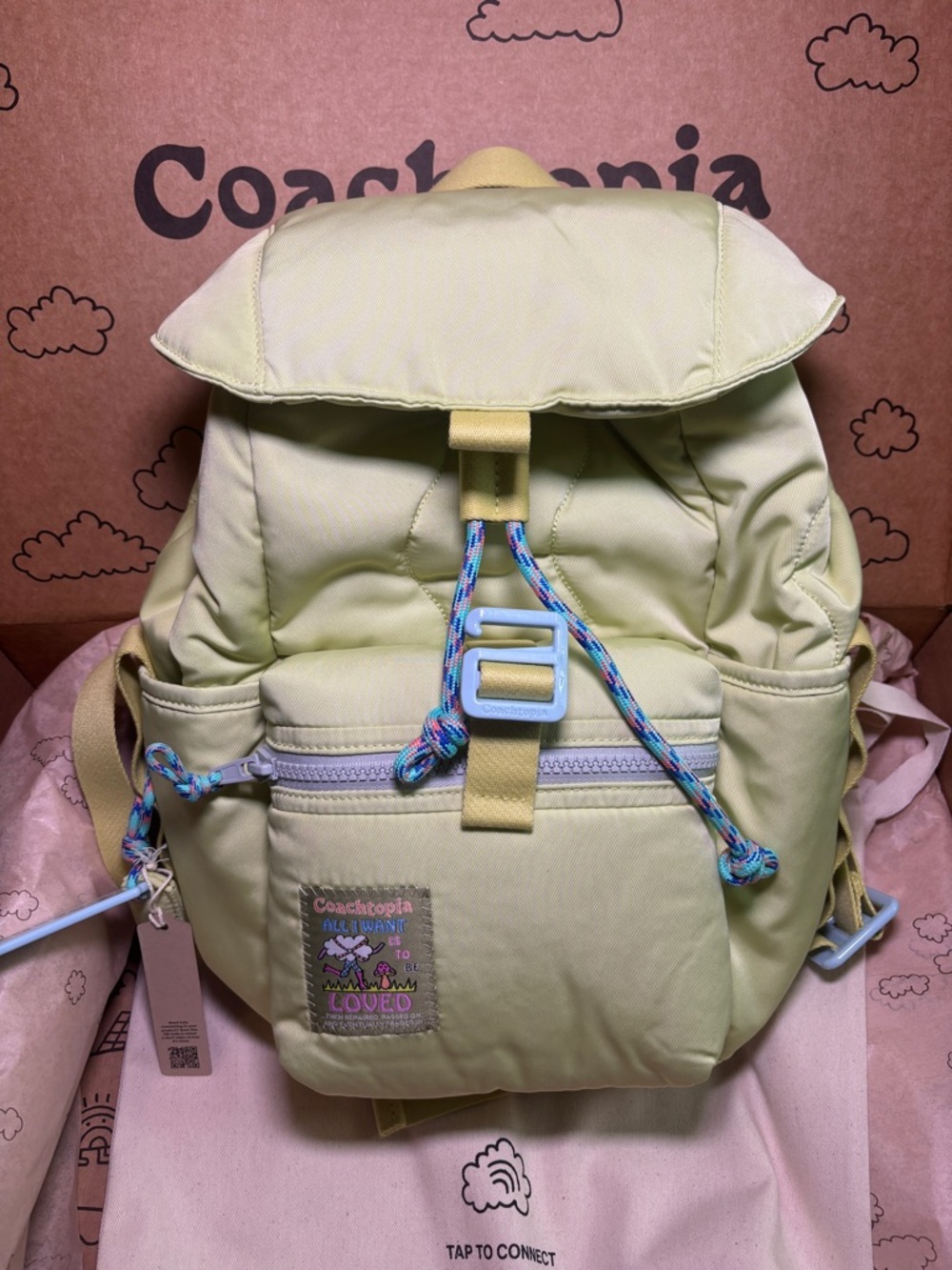 Coachtopia mini loop Backpack in lime green and Dust bag - Picture 11 of 16